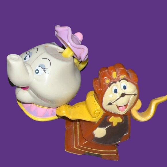1999 McDonalds Happy Meal Beauty & The Beast COGSWORTH & Ms Potts Figures B2 - Picture 3 of 4